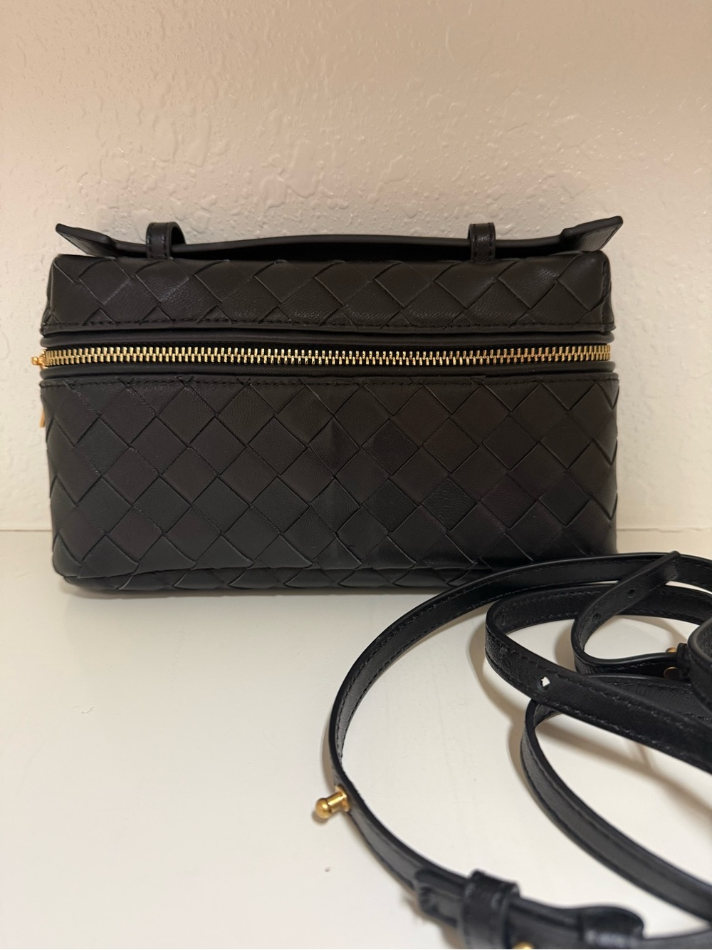 Quilted Leather Top-Handle Cosmetic Bag - Burgundy